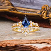 Luxury Kite-Cut Natural Sapphire Engagement Ring